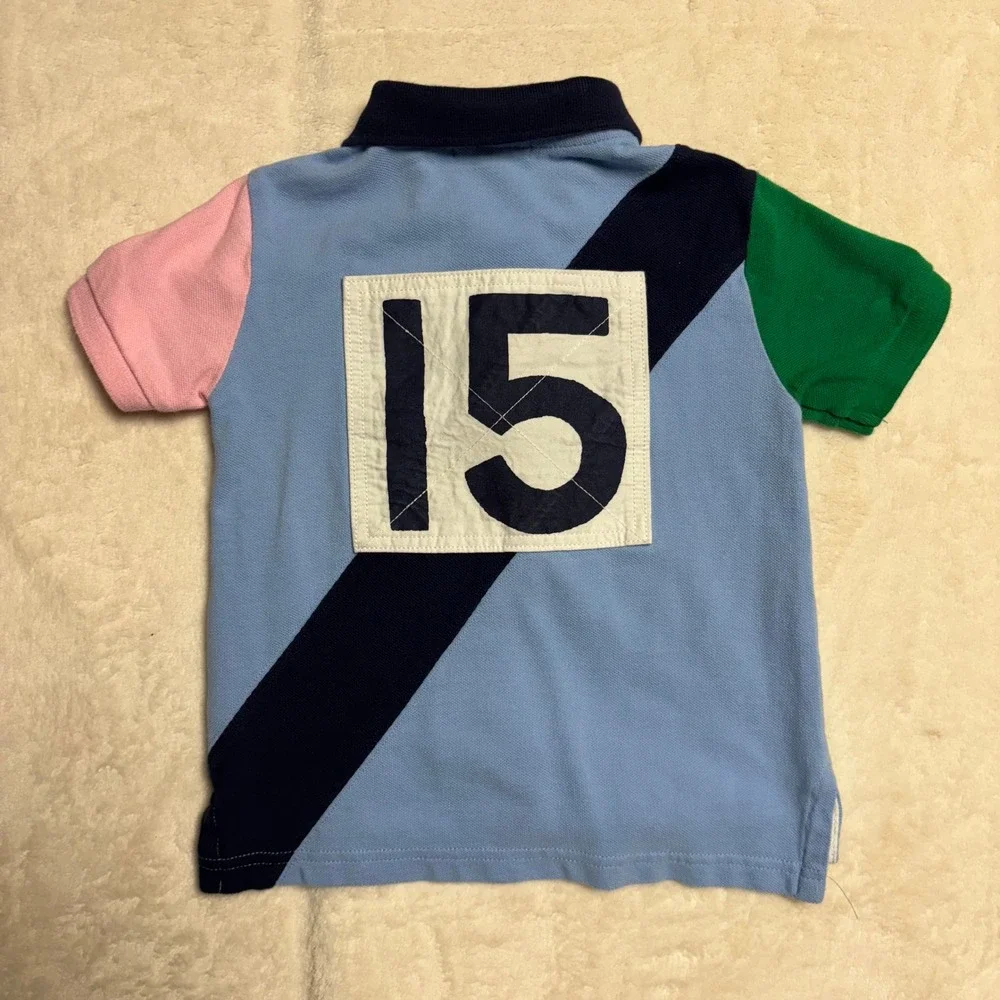 Polo Ralph Lauren Kids Colorblock Polo Shirt Size 2T Blue Green Pink 15 Big Pony